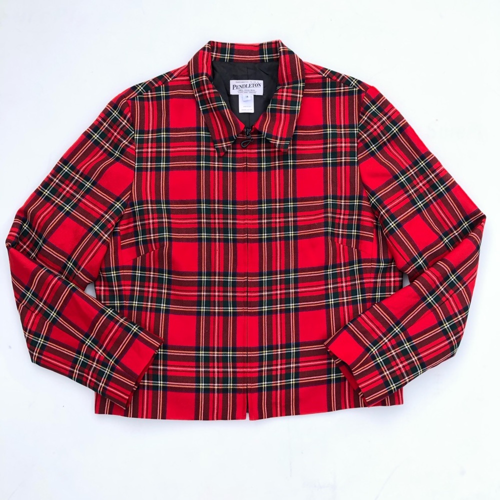 Vintage Pendleton Red Plaid Full Zip Jacket Size L
